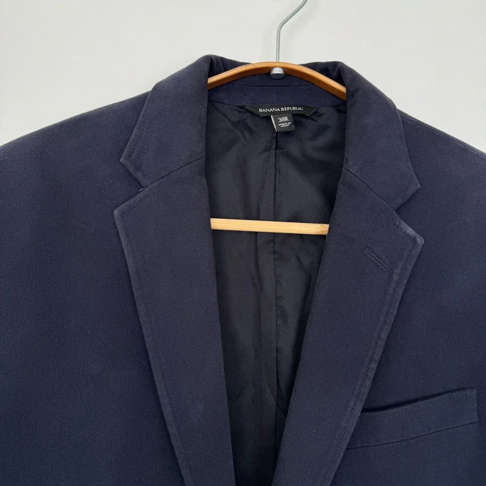 Banana Republic Mens Navy Blue Cotton Slim Fit Blazer Sport Coat 38R 581216